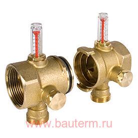 Два крайних элемента модульного коллектора с расходомером 1" x 18 x DN32 GIACOMINI