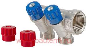 Коллектор с регул. вентилями нар.резьба 4вых.1"х3/4" EUROCONUS VALTEC