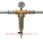 Фильтр промывной 3/4" с американкой и манометром, BONOMI